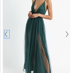 Rare beauty hunter green backless maxi dress Lulus